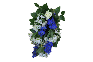 Blommor till begravning Tumba - Beställ blommor till begravning - Lösbunden bukett i blått och vitt