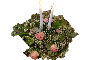 Blommor till begravning Tumba - Beställ blommor till begravning - Sorgdekoration med ljus 3