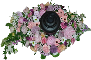 Blommor till begravning Tumba - Beställ blommor till begravning - Urndekoration i rosa toner