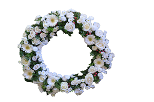 Blommor till begravning Tumba - Beställ blommor till begravning - Urnkrans i vitt